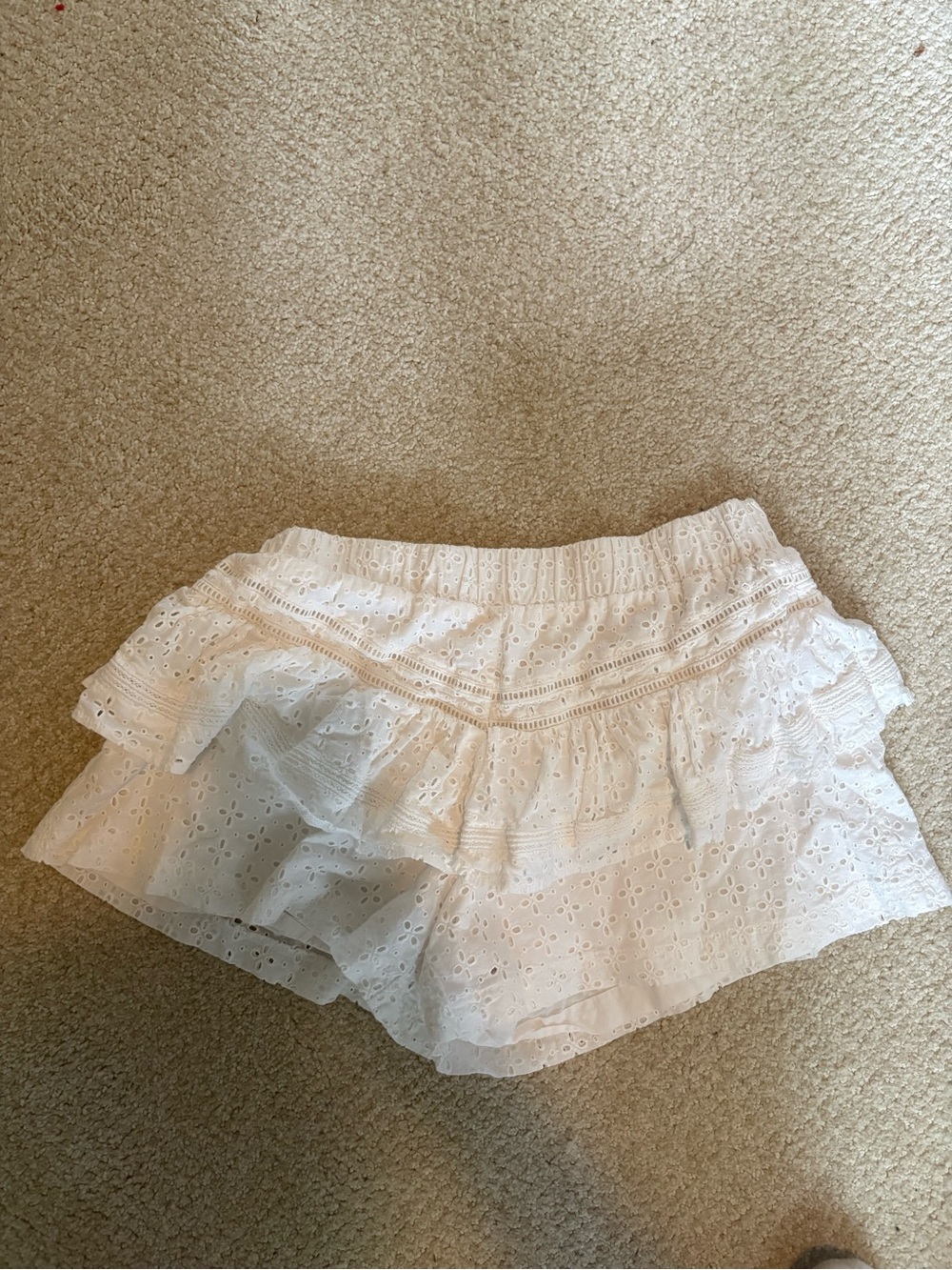 Small White Eyelet Ruffle Shorts